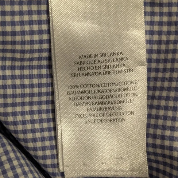 Ralph Lauren Men's Slim Fit Button Down Dress Shirt, Sz 18 (46), Blue And White - Picture 13 of 13